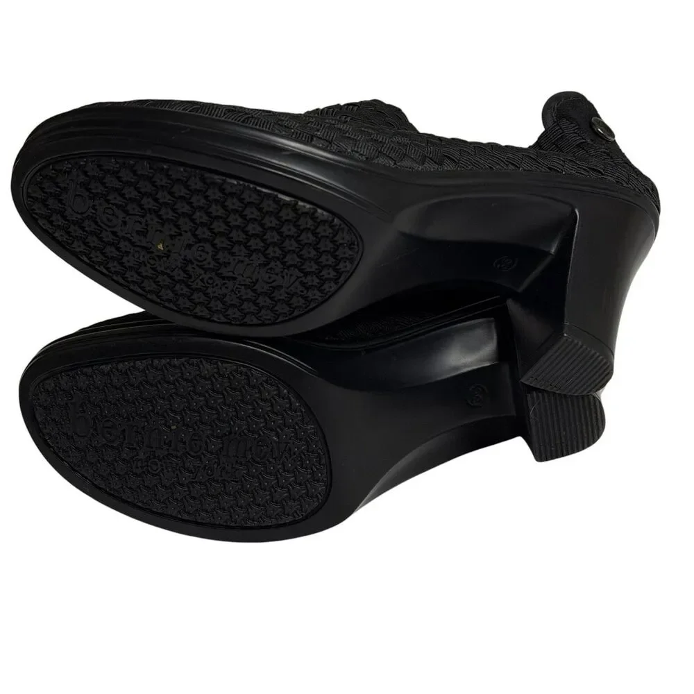 Bernie Mev Chesca Woven Shoes Clogs Slip On Heeled Women Black 36 US 5.5 NIB